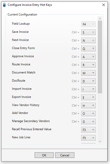 Configuring Hot Keys in Invoice Entry