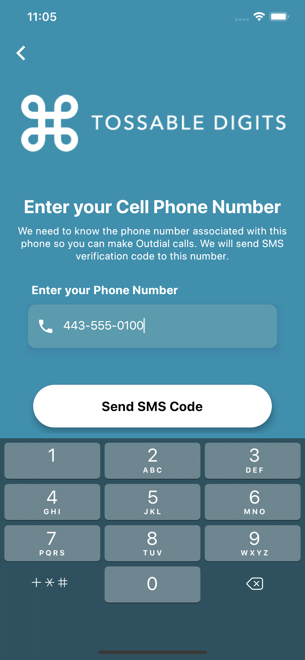 Mobile Number Verification page