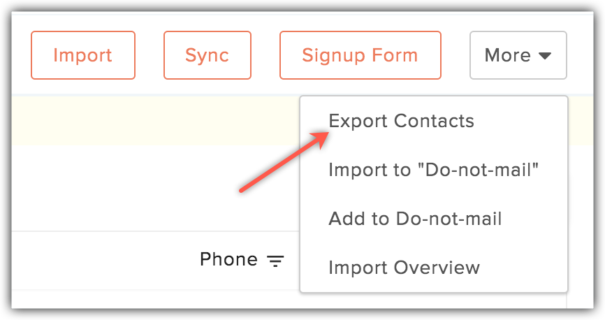 export contacts option