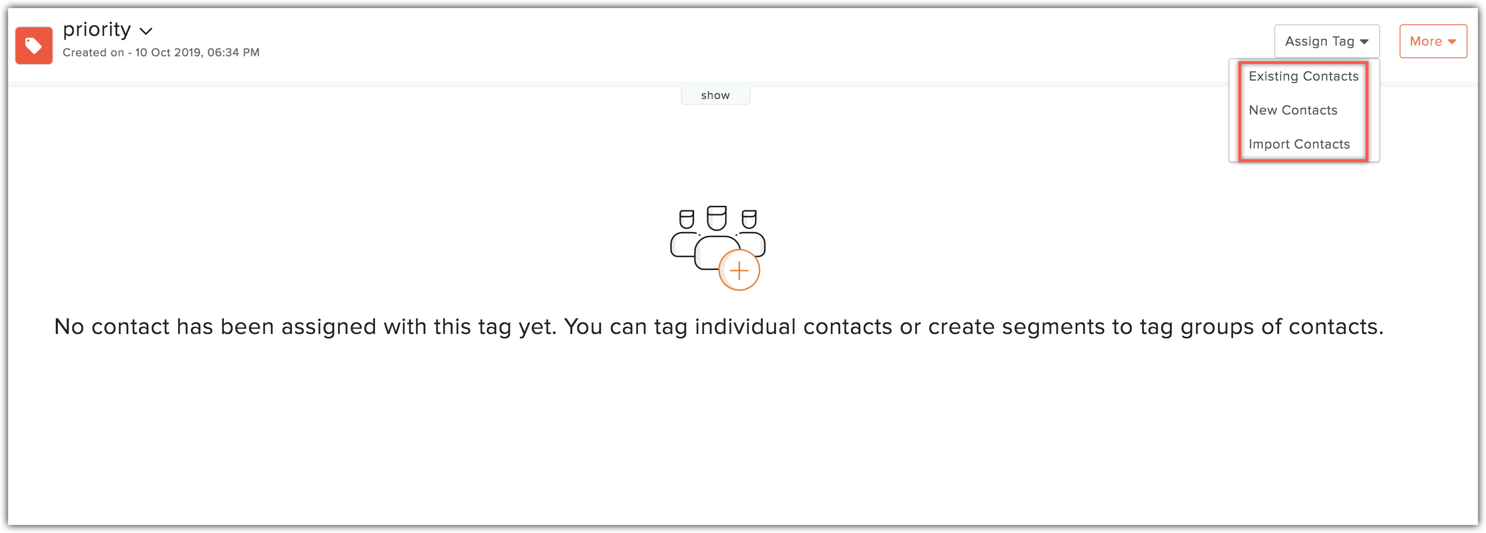 assign contacts options