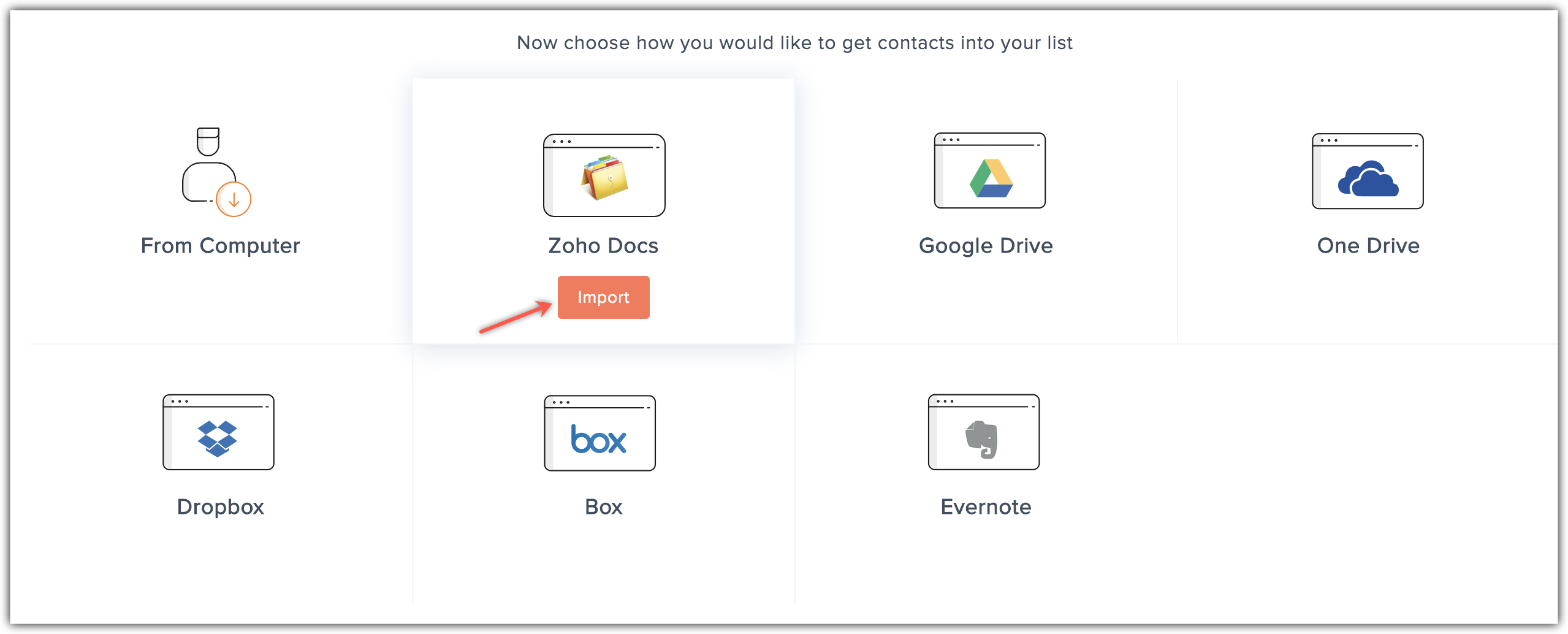 import from Zoho docs