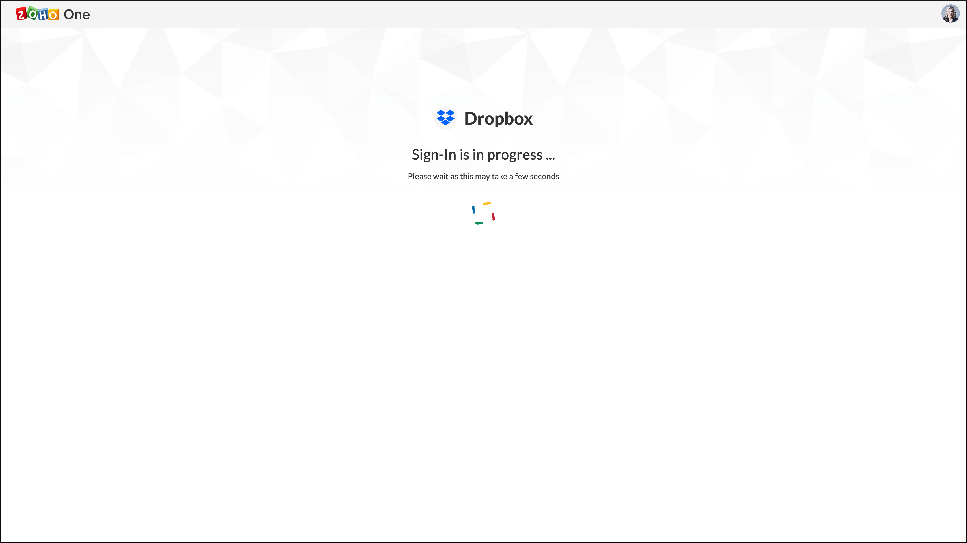 signing in from Zoho One to Dropox using SSO