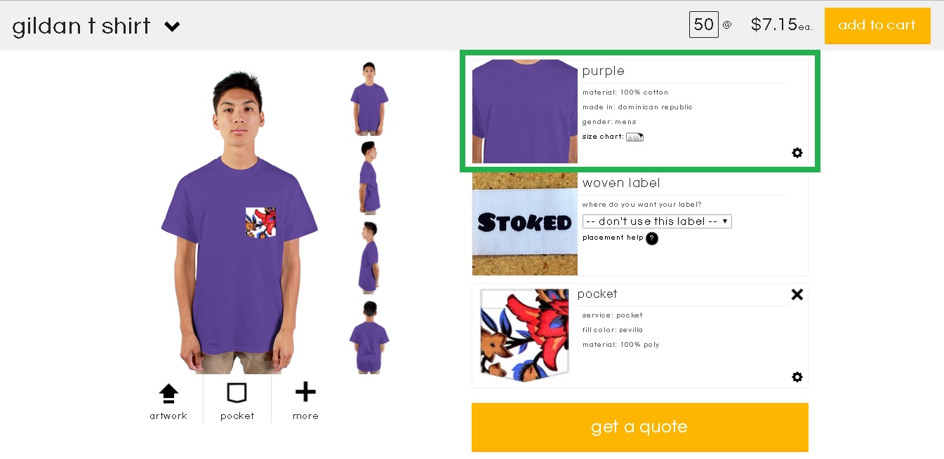 Updating the colour of the garment for the existing custom design