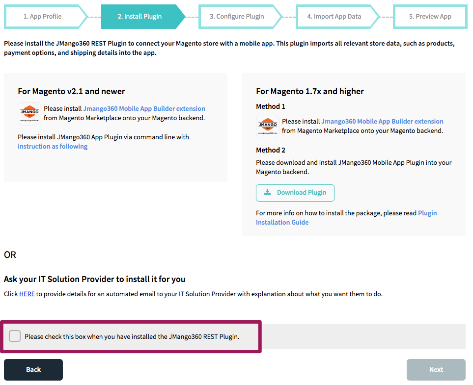 Create a Magento app via Quick Start Guide