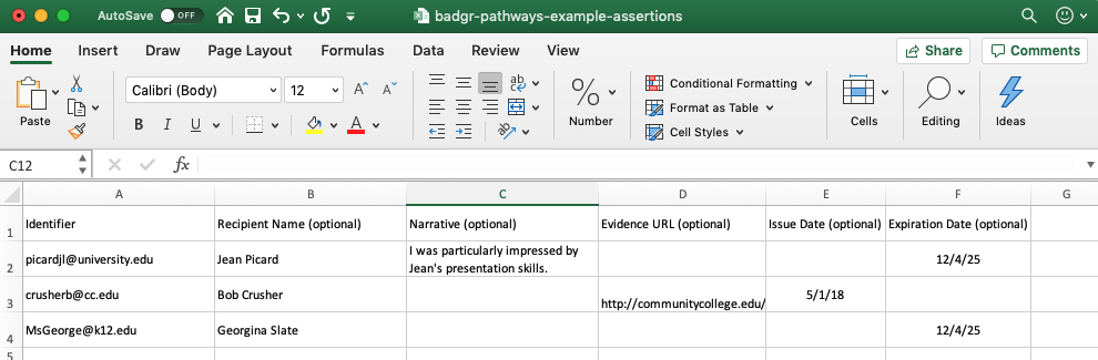 sample csv file