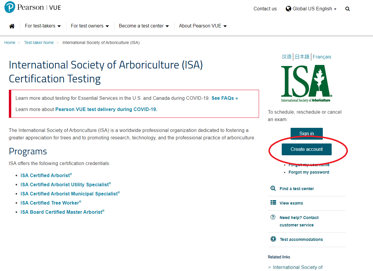 How to create account in Pearson VUE?