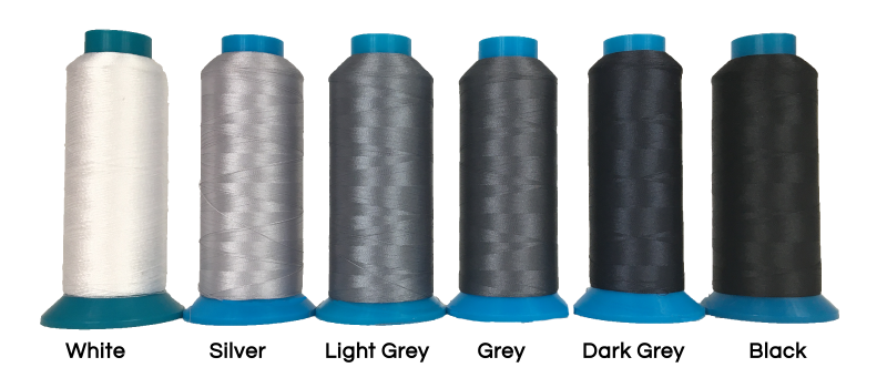 White through black thread colors for custom embroidery