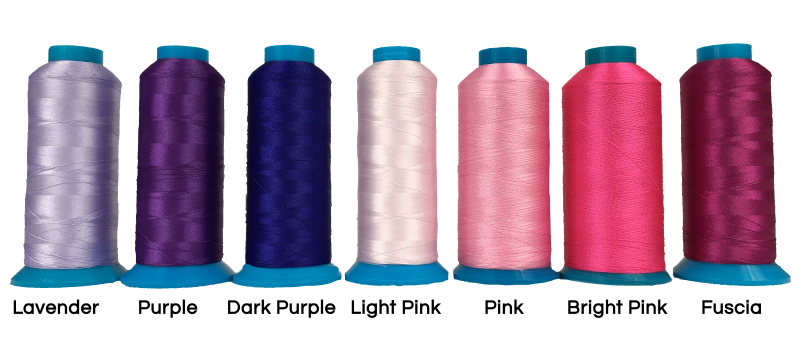 Purple custom embroidery thread colors