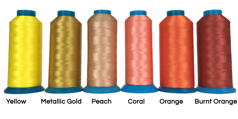 Yellow to  Orange Custom Embroidery Thread Colors