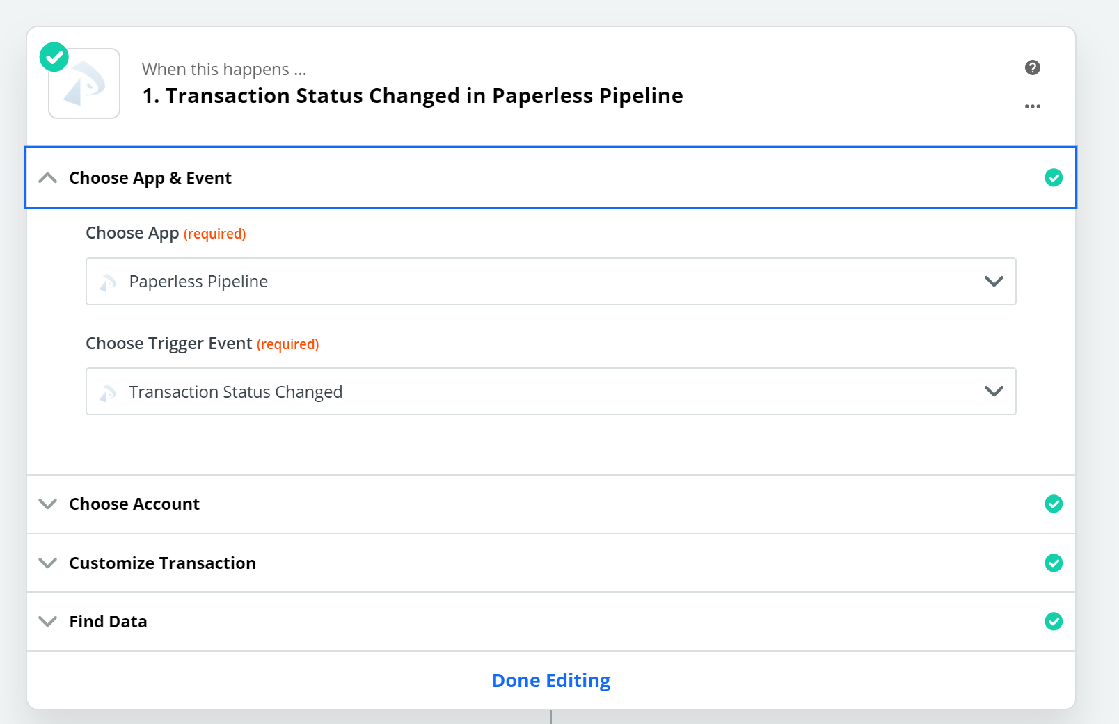 Paperless Pipeline Zapier Integration