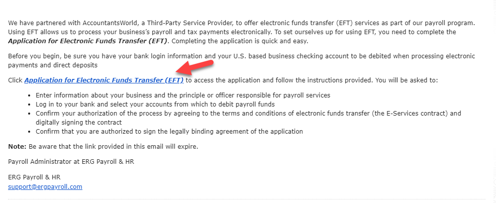 Completing the EFT Application