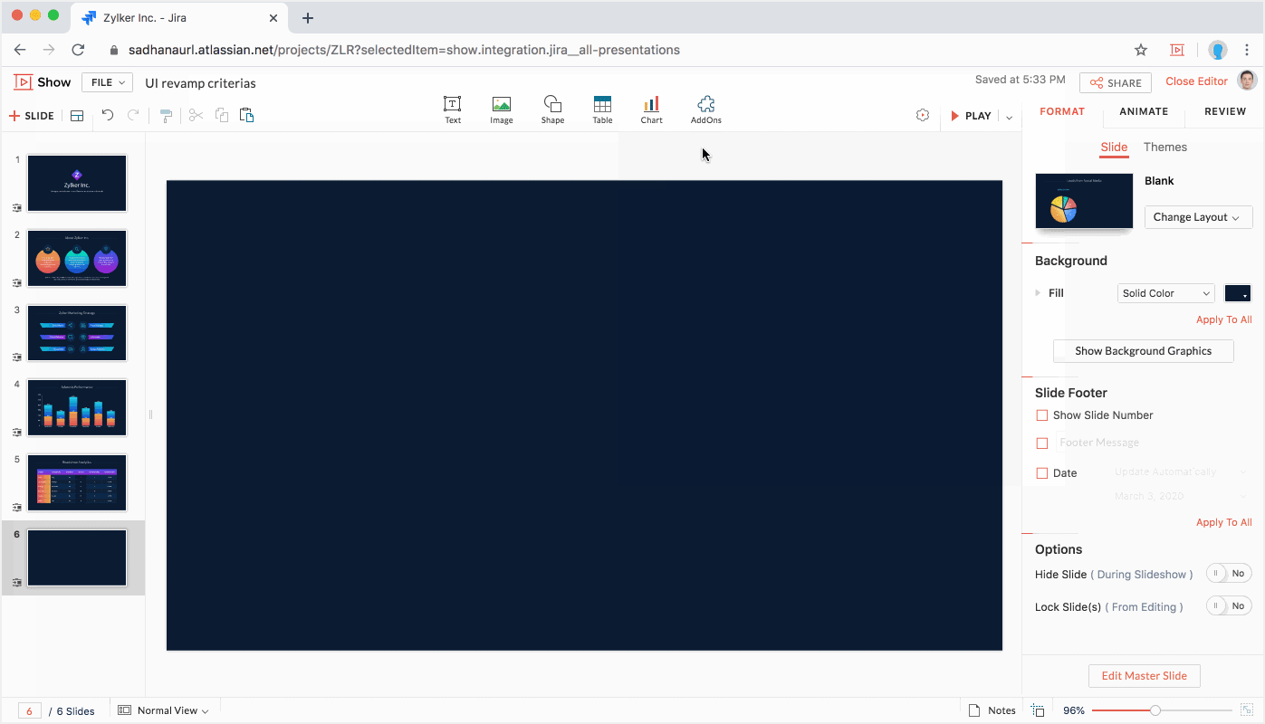 Add Jira issue to the presentation