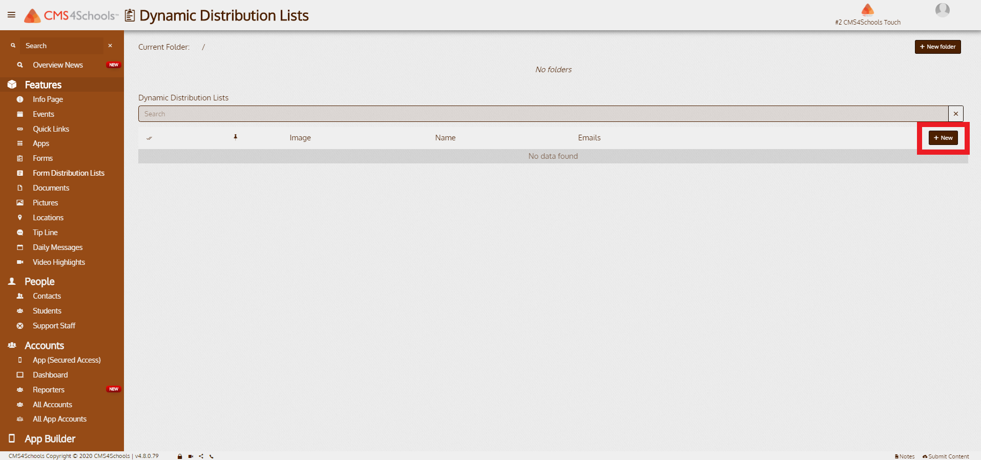 Form Distribution Lists CMS4Schools