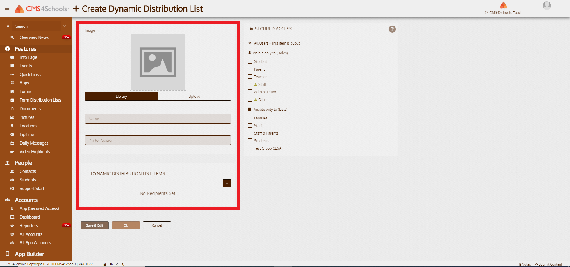 Form Distribution Lists CMS4Schools