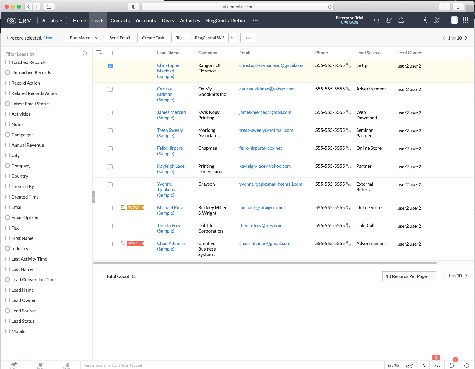 How to Use RingCentral SMS Zoho CRM Extension