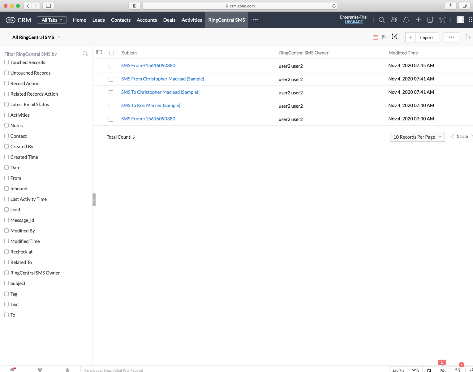 How to Use RingCentral SMS Zoho CRM Extension