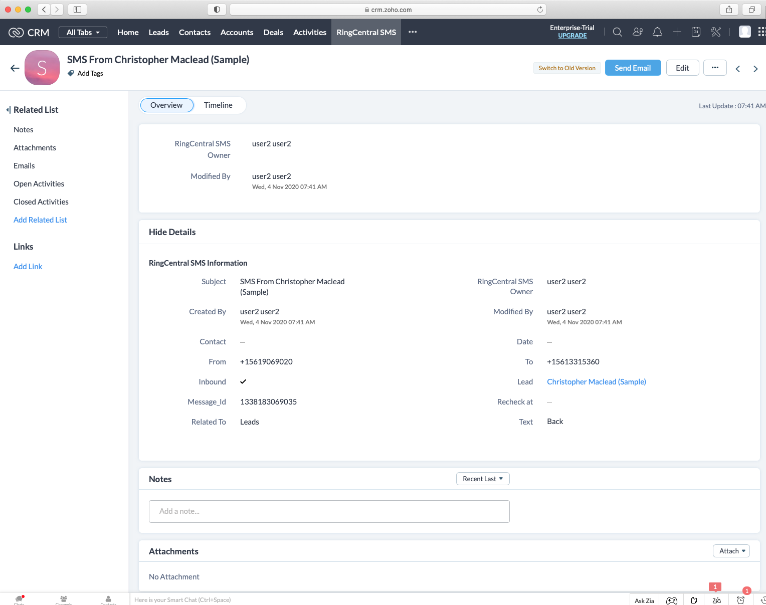 How to Use RingCentral SMS Zoho CRM Extension