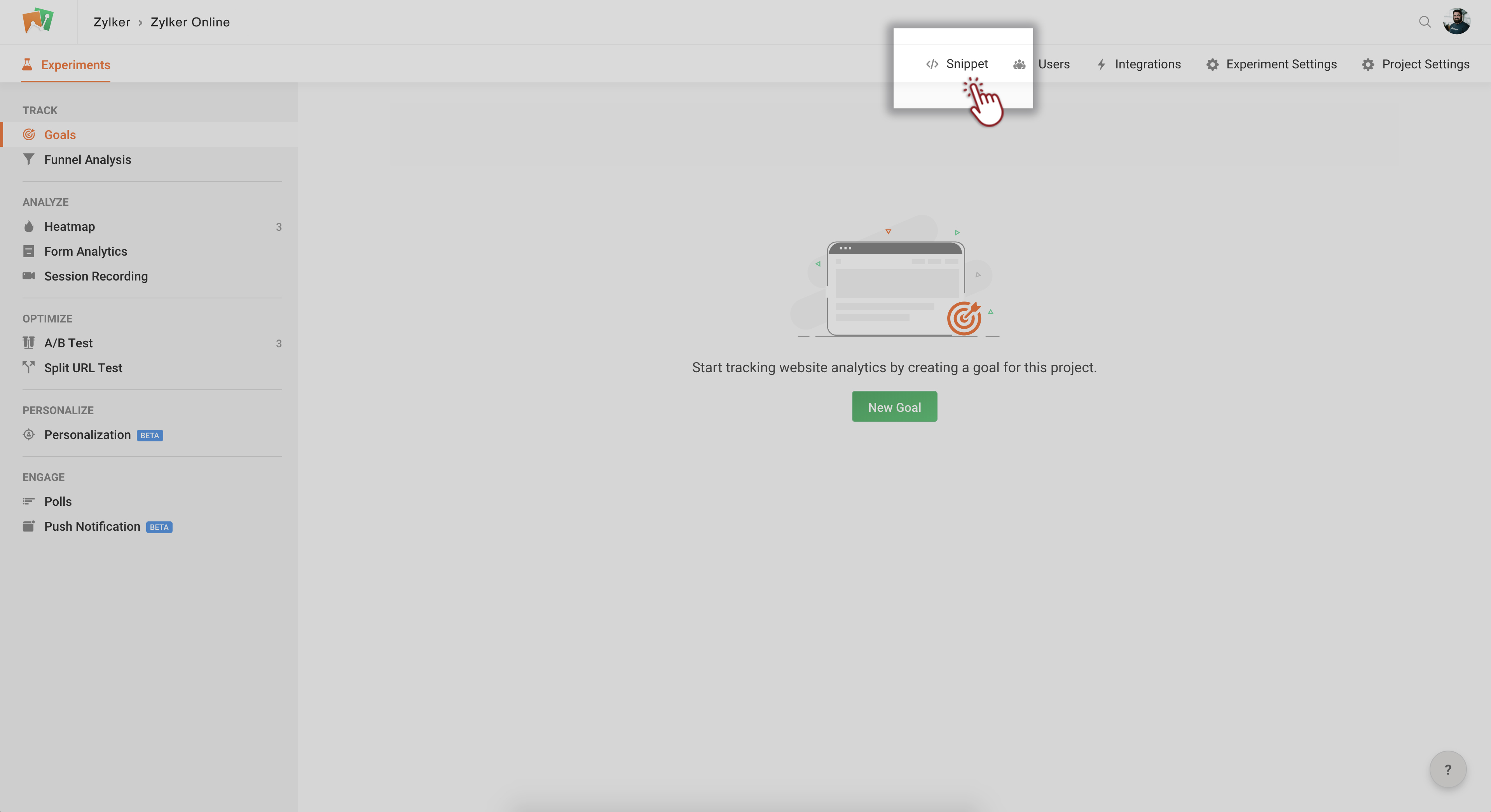 How to install the Zoho PageSense snippet code in a website Help Guide.