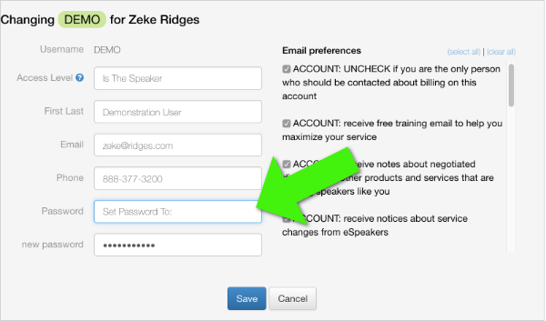 Set Password Screenshot