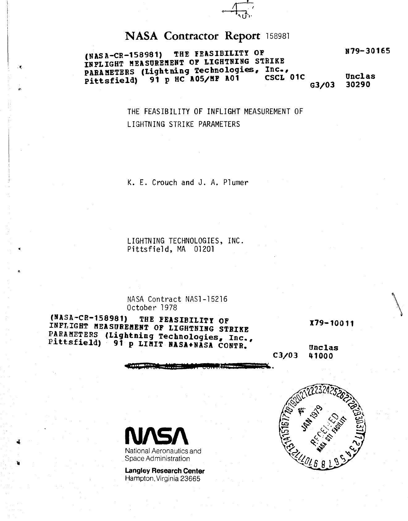  Inflight Measurement of Lightning Strike Parameters