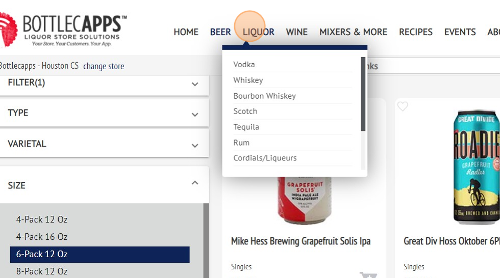 A screenshot of a liquor storeDescription automatically generated