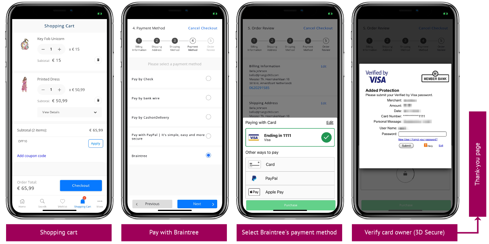 PWA native payment Braintree