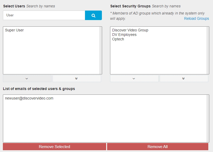 Select users to invite