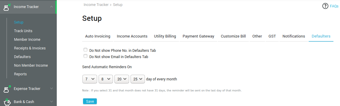 How to Set up defaulter reminder?