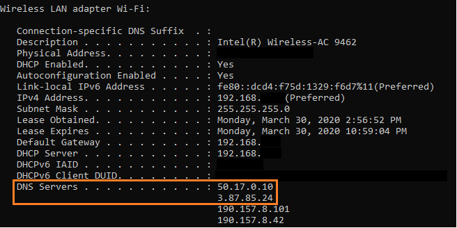 Workstation set to use Lumu DNS IP's