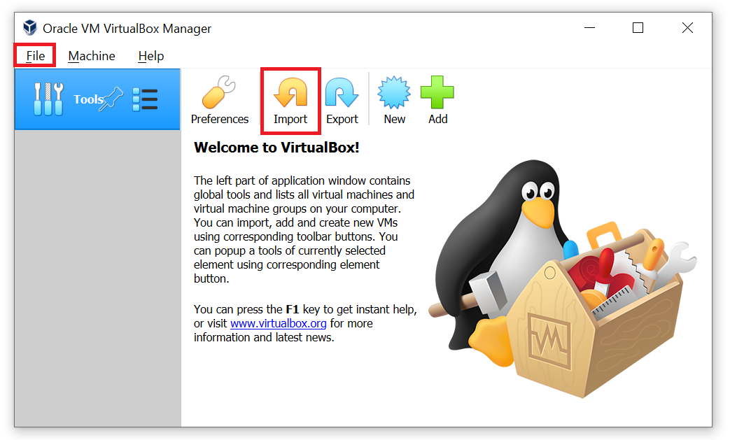 Oracle VirtualBox Manager