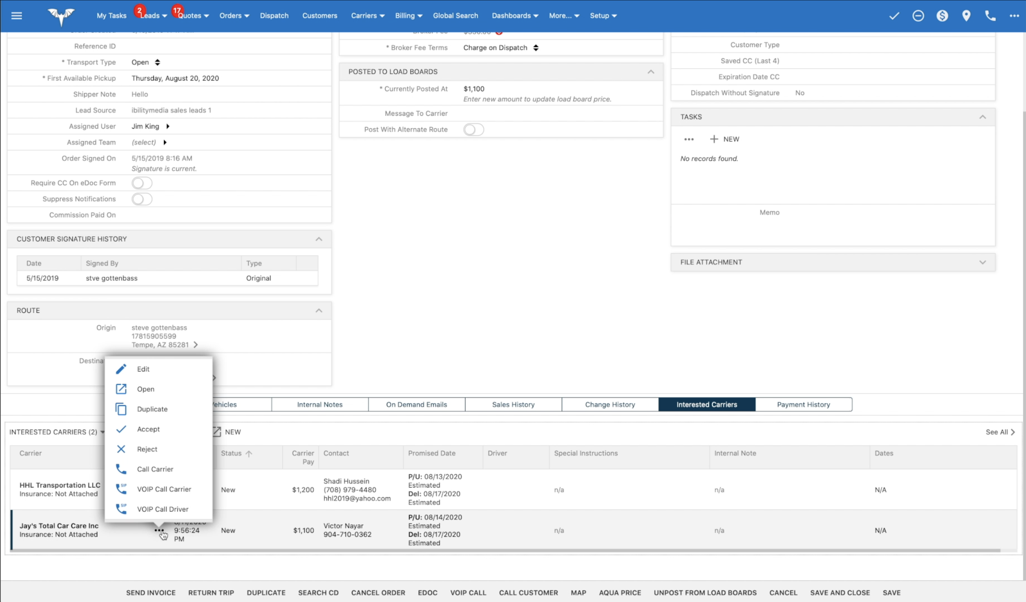 How to dispatch orders in BATS using Central Dispatch or BATS’ eDoc System