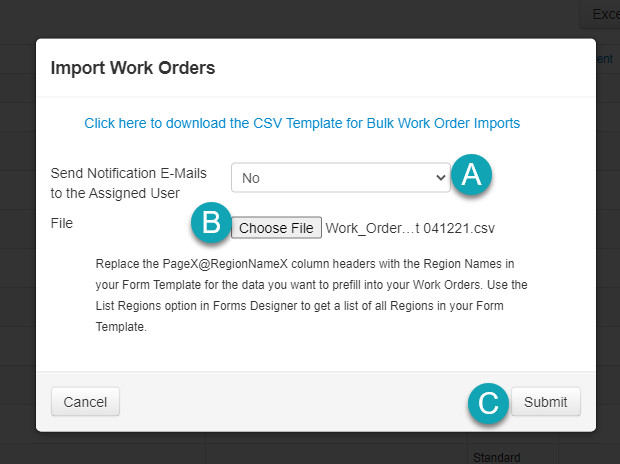 Work Orders Bulk Import