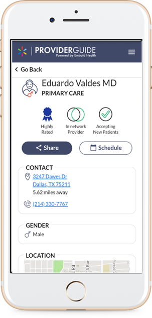 Share Provider Details w/ Family Members & Co-Workers (Mobile)