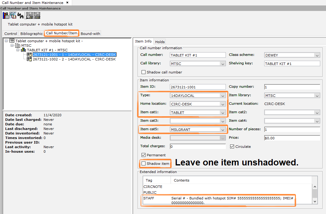 Cataloging Hot Spot/Tablet Kits