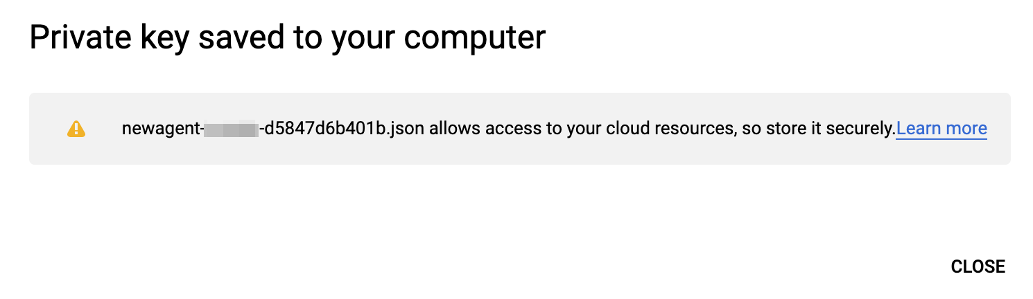 How to get the json key file from DialogFlow?