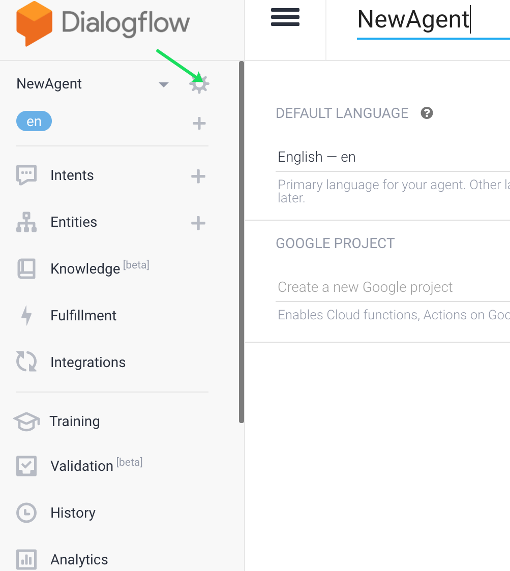 How to get the json key file from DialogFlow?