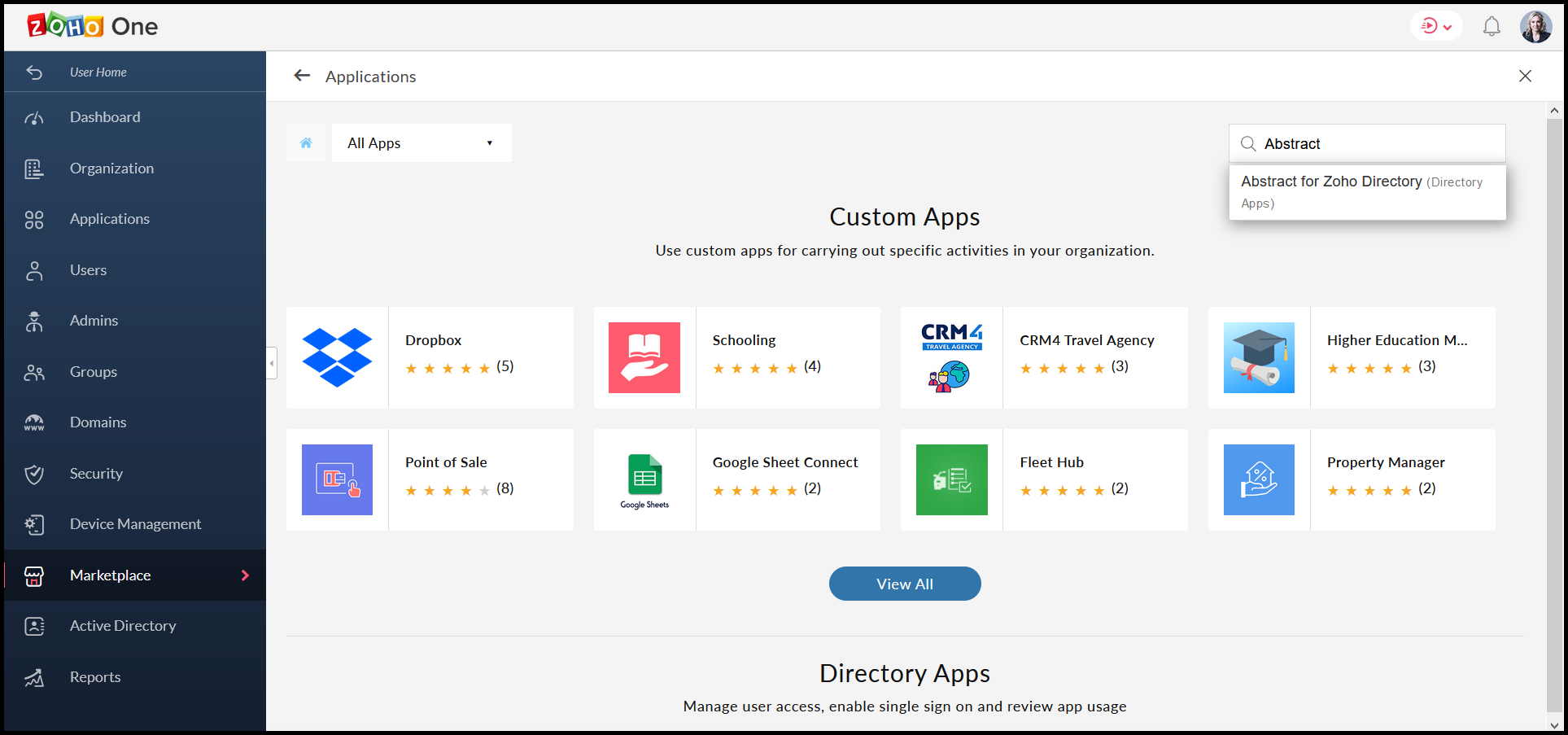 Abstract in Zoho One Marketplace