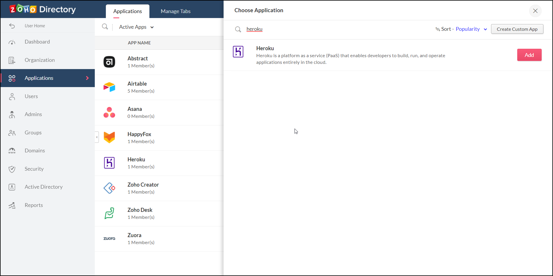 Heroku - Zoho Directory