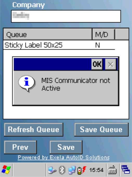Label Setup - MISCommunicator Not Active
