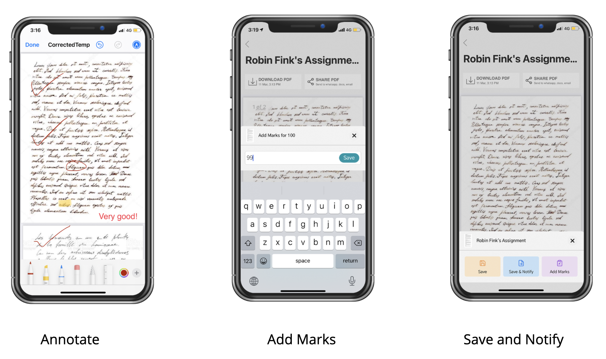assignment correction from mobile