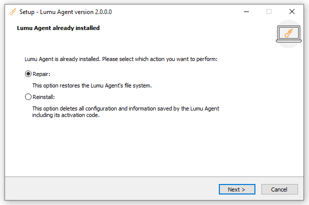 Lumu Agent repair window