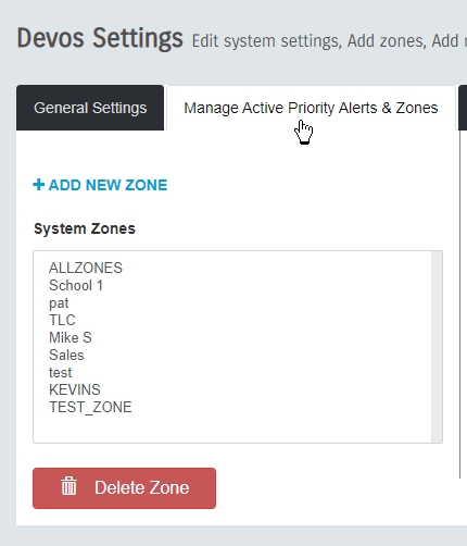 Manage Active Priority Alerts and Zones