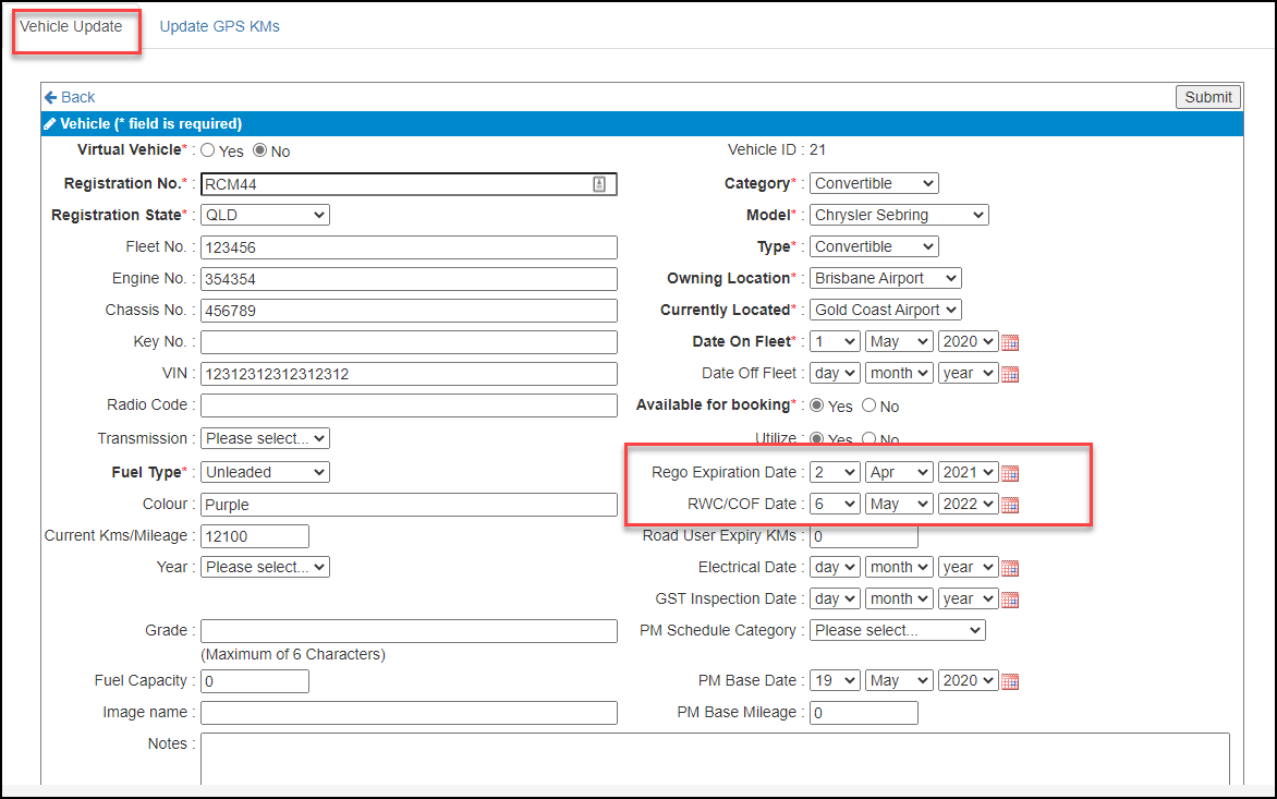 Registration and Inspections Report