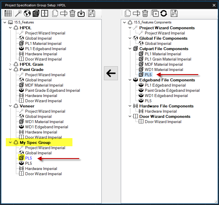 Spec Groups (Cut Parts)