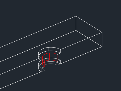 Fig. 4 - Wireframe Drawing Showing Machining to be Re-Engineered in Red