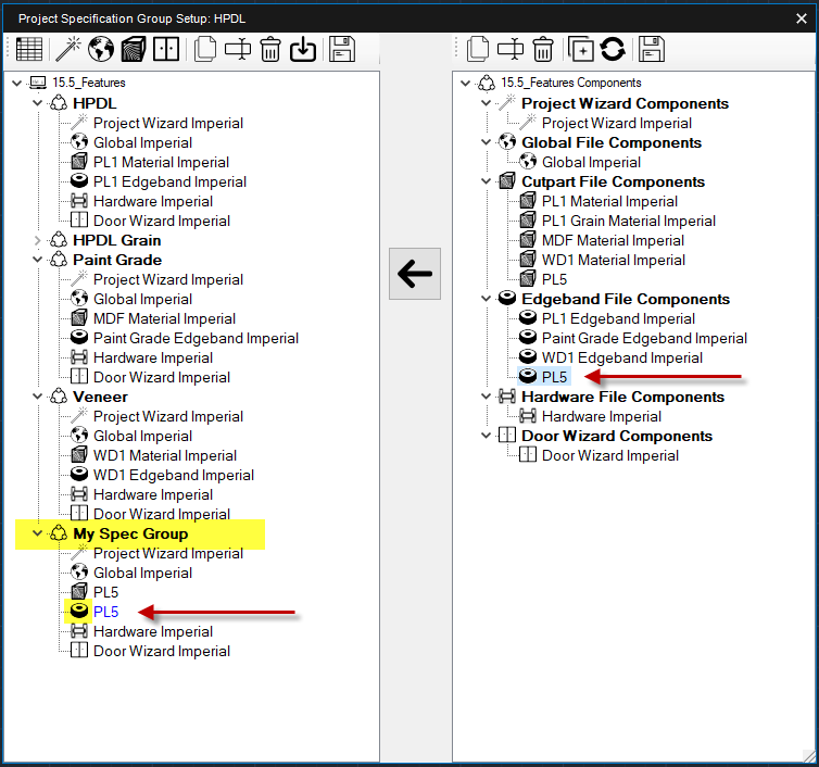 Spec Group (Edgeband Parts)