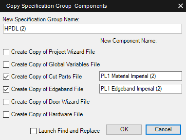 Copy Specification Group Components (PL1 Material Imperial)