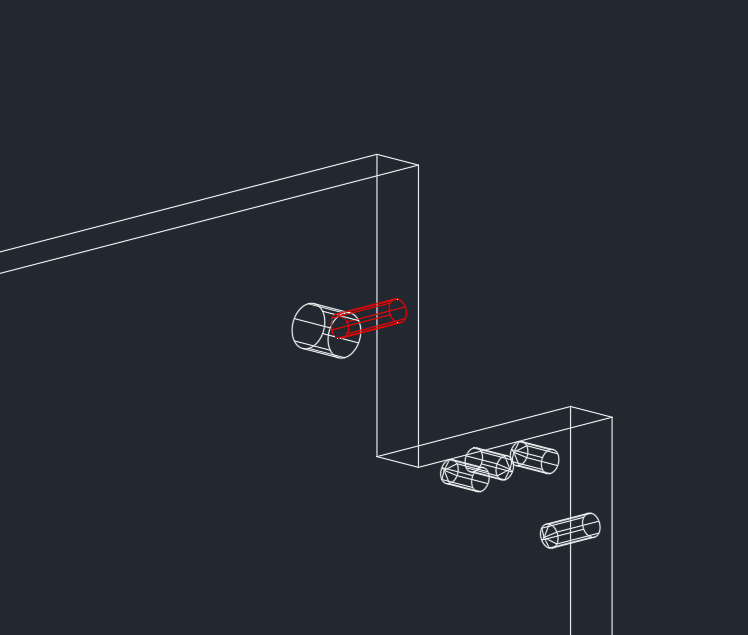 Fig. 6 - Wireframe Drawing Showing Machining to be Re-Engineered in Red