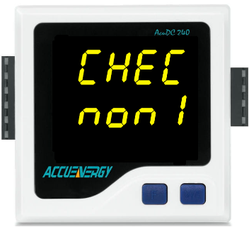 A white electronic device with yellow textDescription automatically generated