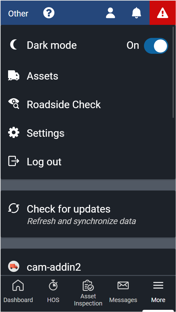 More screen - Disable Dark mode